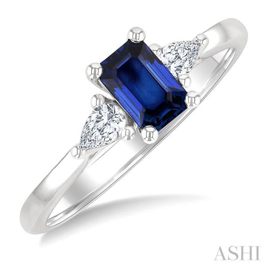 ASHI Emerald Shape Gemstone & Diamond Ring 41777PPFGSPWG-OC