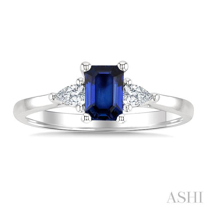 ASHI Emerald Shape Gemstone & Diamond Ring 41777PPFGSPWG-OC