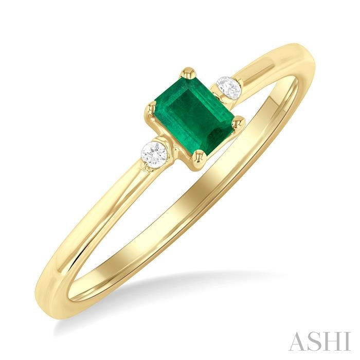 ASHI Emerald Shape Gemstone & Petite Diamond Fashion Ring 41799PPTGEMYG-OC