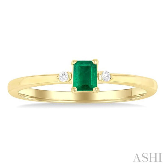 ASHI Emerald Shape Gemstone & Petite Diamond Fashion Ring 41799PPTGEMYG-OC