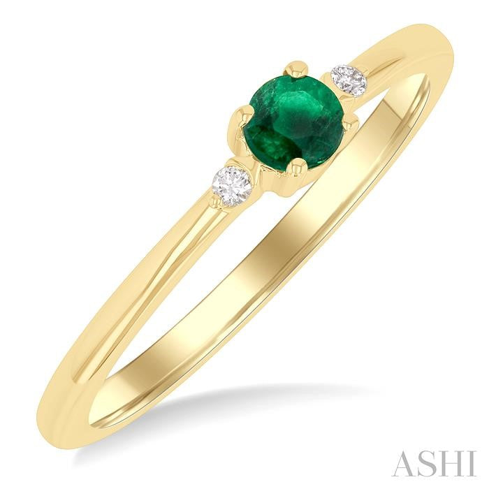 ASHI Round Shape Gemstone & Petite Diamond Fashion Ring 41799PPTGEMYG-RD