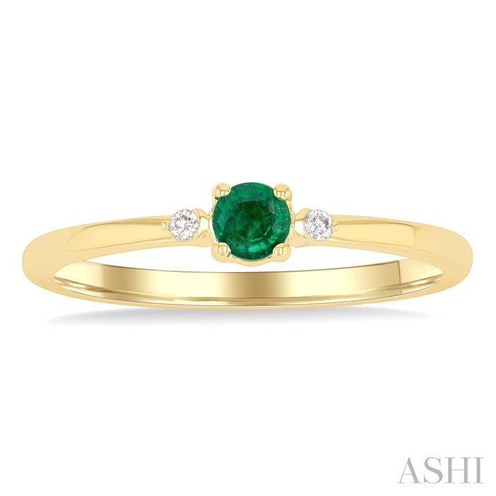 ASHI Round Shape Gemstone & Petite Diamond Fashion Ring 41799PPTGEMYG-RD