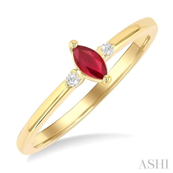 ASHI Marquise Shape Gemstone & Petite Diamond Fashion Ring 41799PPTGRBYG-MQ