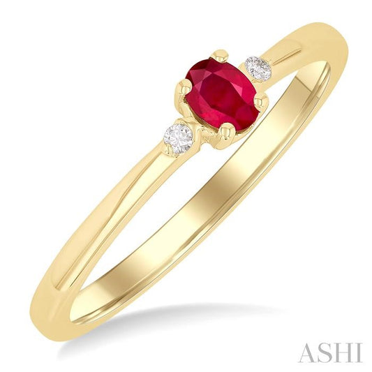 ASHI Oval Shape Gemstone & Petite Diamond Fashion Ring 41799PPTGRBYG-OV