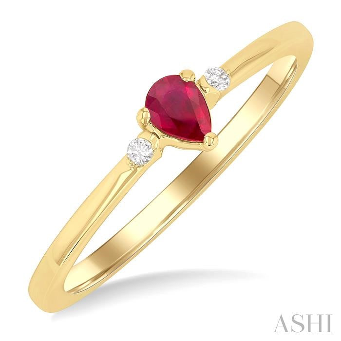 ASHI Pear Shape Gemstone & Petite Diamond Fashion Ring 41799PPTGRBYG-PR