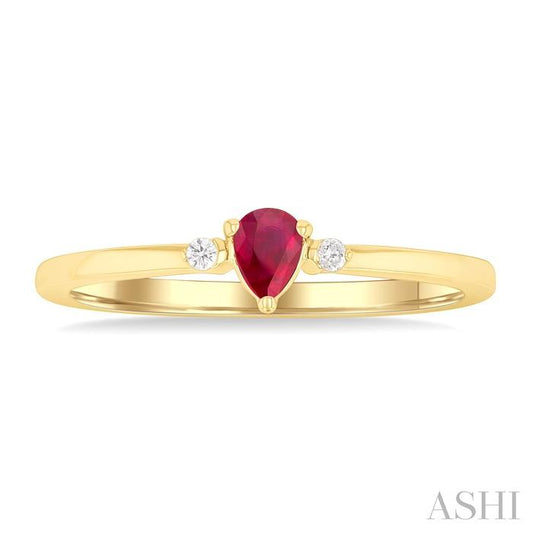 ASHI Pear Shape Gemstone & Petite Diamond Fashion Ring 41799PPTGRBYG-PR
