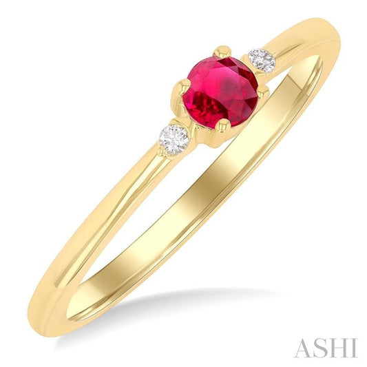 ASHI Round Shape Gemstone & Petite Diamond Fashion Ring 41799PPTGRBYG-RD