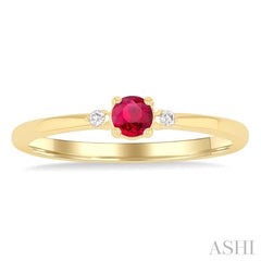 ASHI Round Shape Gemstone & Petite Diamond Fashion Ring 41799PPTGRBYG-RD
