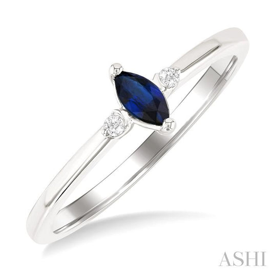 ASHI Marquise Shape Gemstone & Petite Diamond Fashion Ring 41799PPTGSPWG-MQ