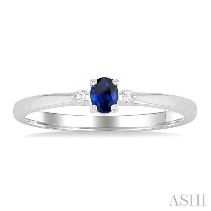 ASHI Oval Shape Gemstone & Petite Diamond Fashion Ring 41799PPTGSPWG-OV