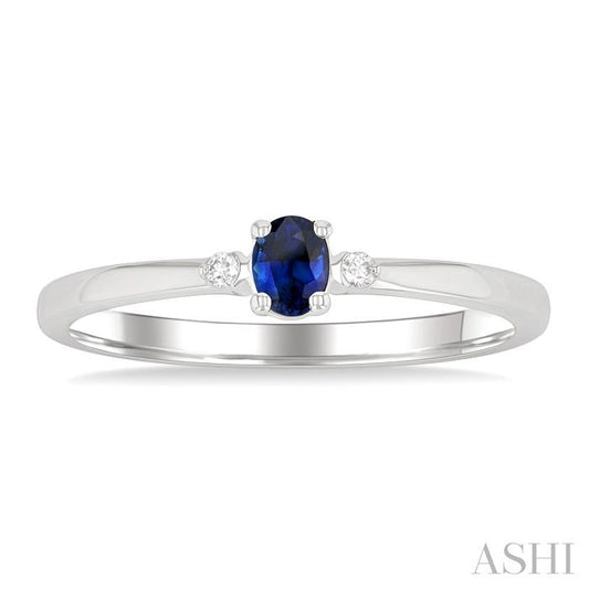 ASHI Oval Shape Gemstone & Petite Diamond Fashion Ring 41799PPTGSPWG-OV