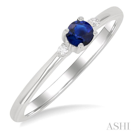 ASHI Round Shape Gemstone & Petite Diamond Fashion Ring 41799PPTGSPWG-RD