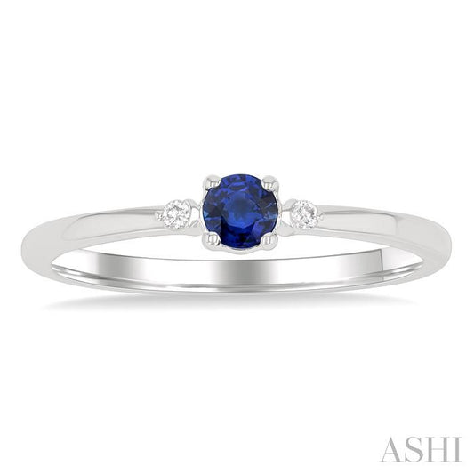 ASHI Round Shape Gemstone & Petite Diamond Fashion Ring 41799PPTGSPWG-RD