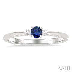 ASHI Round Shape Gemstone & Petite Diamond Fashion Ring 41799PPTGSPWG-RD