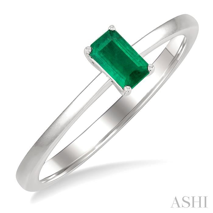 ASHI Emerald Shape Gemstone Solitaire Ring 41809PPF@EMWG-OC