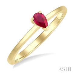 ASHI Pear Shape Gemstone Solitaire Ring 41809PPF@RBYG-PR