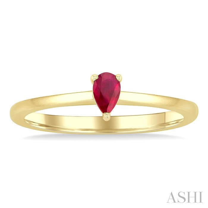 ASHI Pear Shape Gemstone Solitaire Ring 41809PPF@RBYG-PR