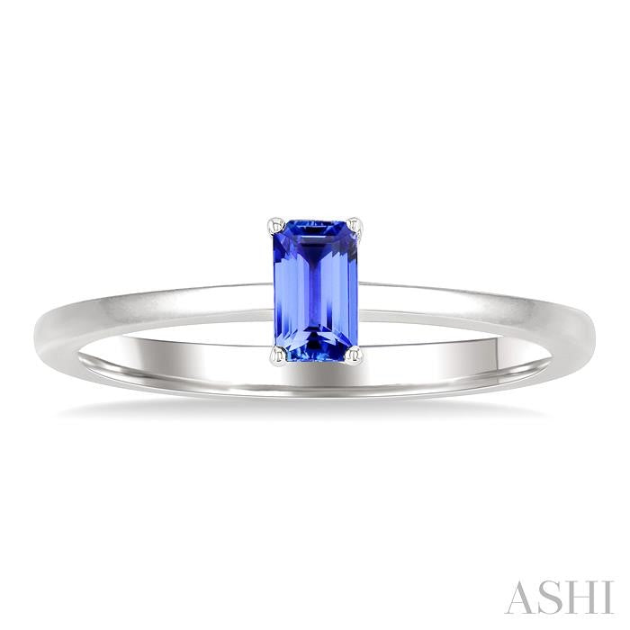 ASHI Emerald Shape Gemstone Solitaire Ring 41809PPF@TZWG-OC