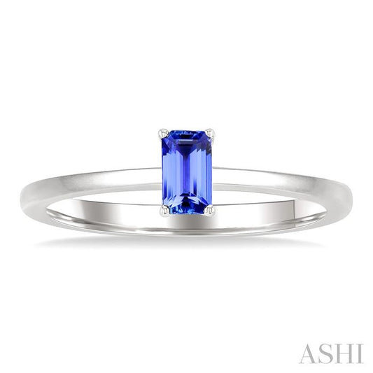 ASHI Emerald Shape Gemstone Solitaire Ring 41809PPF@TZWG-OC