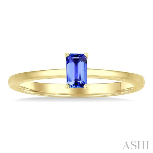 ASHI Emerald Shape Gemstone Solitaire Ring 41809PPF@TZYG-OC