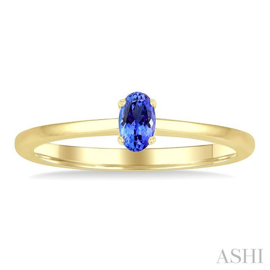 ASHI Oval Shape Gemstone Solitaire Ring 41809PPF@TZYG-OV