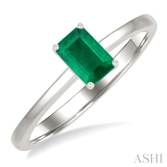 ASHI Emerald Shape Gemstone Solitaire Ring 41819PPF@EMWG-OC