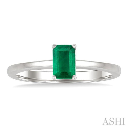 ASHI Emerald Shape Gemstone Solitaire Ring 41819PPF@EMWG-OC