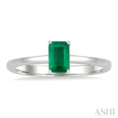 ASHI Emerald Shape Gemstone Solitaire Ring 41819PPF@EMWG-OC