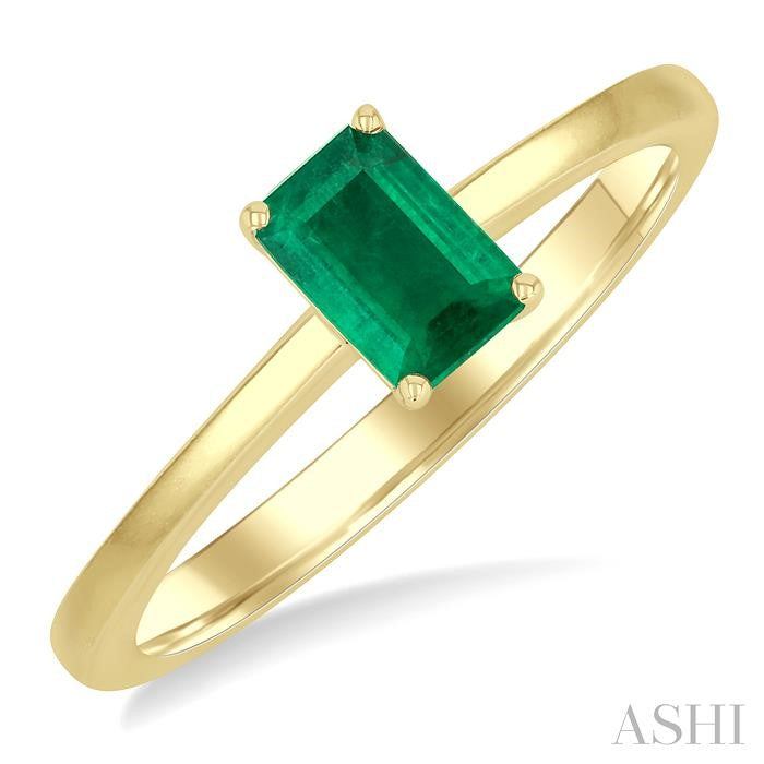 ASHI Emerald Shape Gemstone Solitaire Ring 41819PPF@EMYG-OC