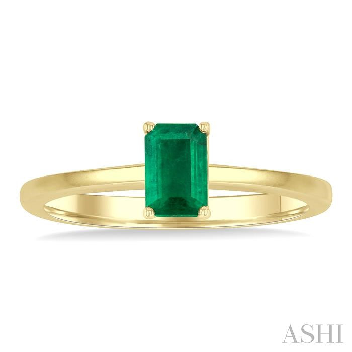 ASHI Emerald Shape Gemstone Solitaire Ring 41819PPF@EMYG-OC