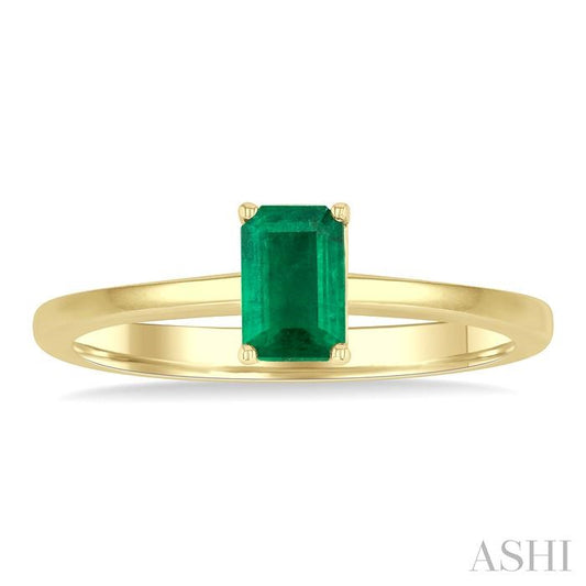 ASHI Emerald Shape Gemstone Solitaire Ring 41819PPF@EMYG-OC
