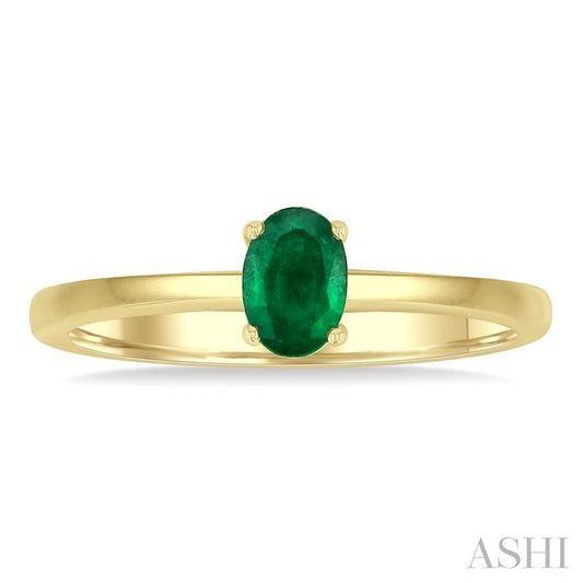ASHI Oval Shape Gemstone Solitaire Ring 41819PPF@EMYG-OV