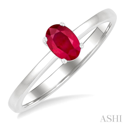 ASHI Oval Shape Gemstone Solitaire Ring 41819PPF@RBWG-OV