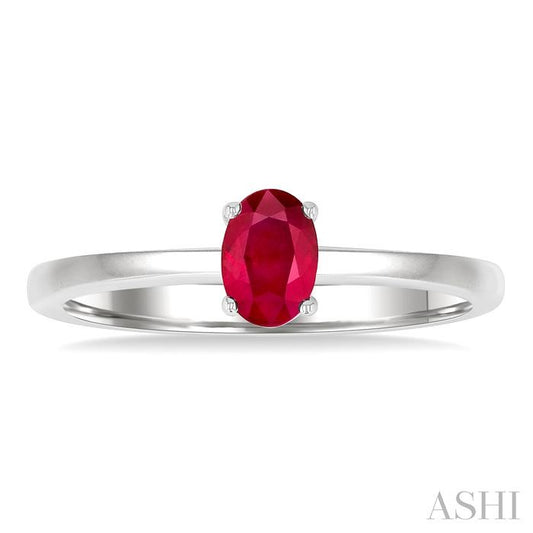 ASHI Oval Shape Gemstone Solitaire Ring 41819PPF@RBWG-OV