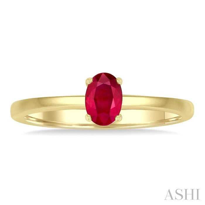 ASHI Oval Shape Gemstone Solitaire Ring 41819PPF@RBYG-OV