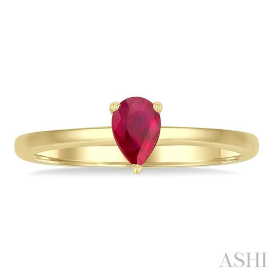ASHI Pear Shape Gemstone Solitaire Ring 41819PPF@RBYG-PR