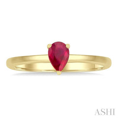 ASHI Pear Shape Gemstone Solitaire Ring 41819PPF@RBYG-PR