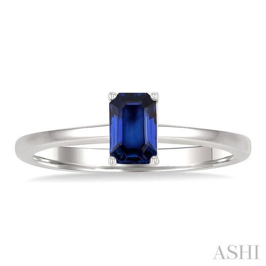 ASHI Emerald Shape Gemstone Solitaire Ring 41819PPF@SPWG-OC
