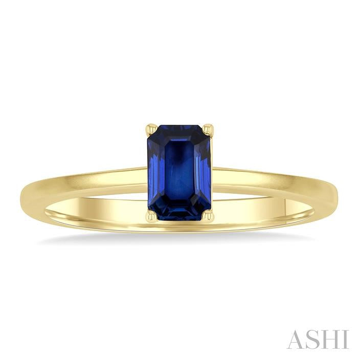 ASHI Emerald Shape Gemstone Solitaire Ring 41819PPF@SPYG-OC