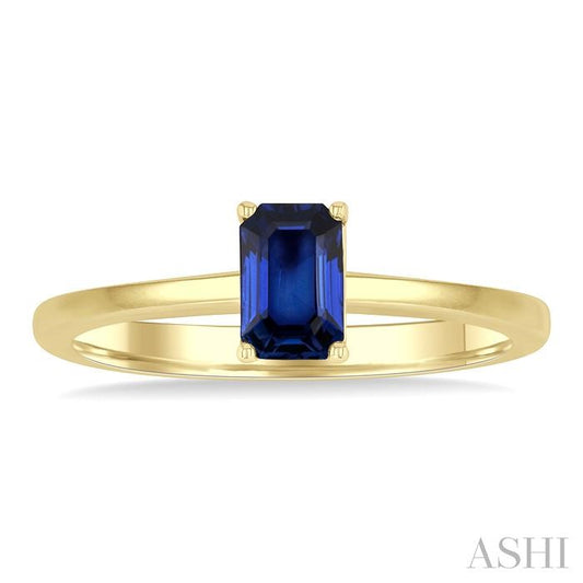 ASHI Emerald Shape Gemstone Solitaire Ring 41819PPF@SPYG-OC