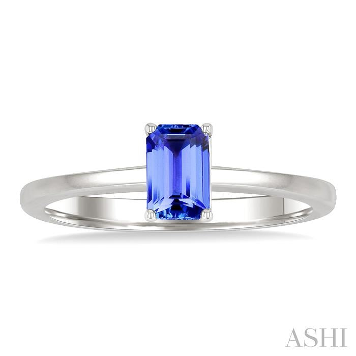 ASHI Emerald Shape Gemstone Solitaire Ring 41819PPF@TZWG-OC