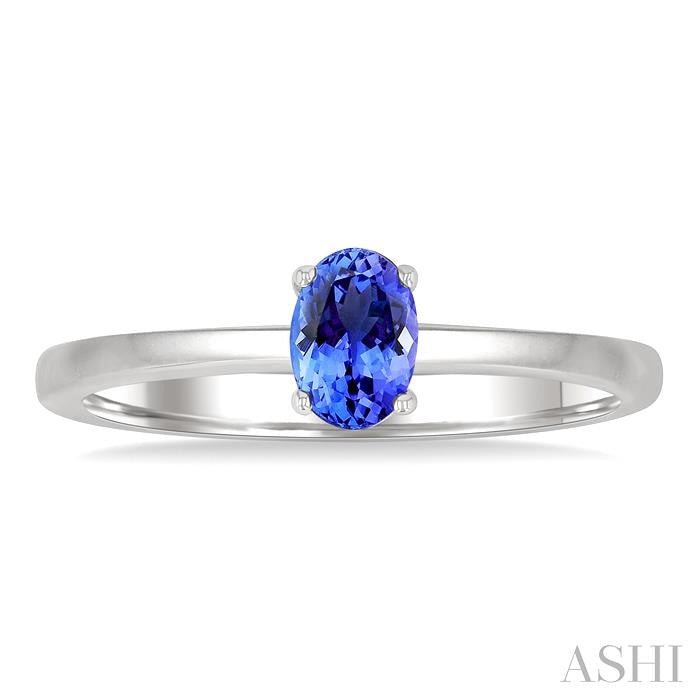 ASHI Oval Shape Gemstone Solitaire Ring 41819PPF@TZWG-OV