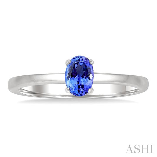 ASHI Oval Shape Gemstone Solitaire Ring 41819PPF@TZWG-OV