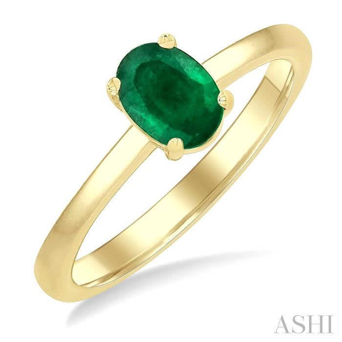 ASHI Oval Shape Gemstone Solitaire Ring 41829PPF@EMYG-OV