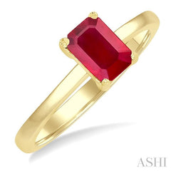 ASHI Emerald Shape Gemstone Solitaire Ring 41829PPF@RBYG-OC