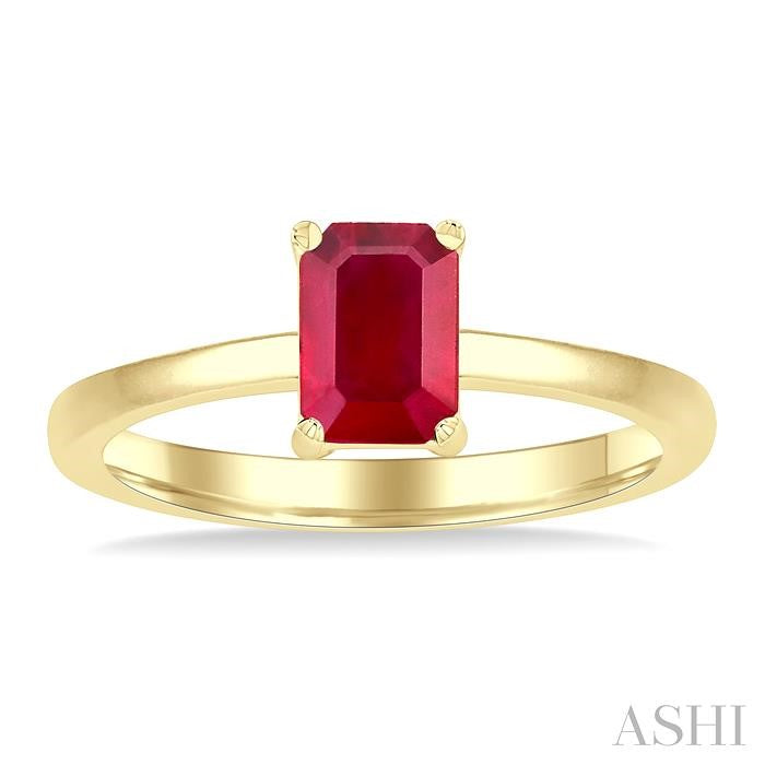 ASHI Emerald Shape Gemstone Solitaire Ring 41829PPF@RBYG-OC