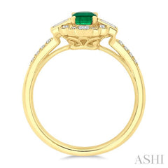 ASHI Emerald Shape Art Deco Gemstone & Diamond Fashion Ring 41835PPFGEMYG