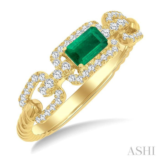 ASHI Emerald Shape Gemstone & Diamond Fashion Ring 41856PPFGEMYG