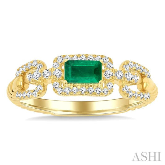 ASHI Emerald Shape Gemstone & Diamond Fashion Ring 41856PPFGEMYG