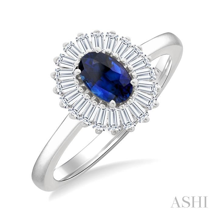 ASHI Gemstone & Halo Diamond Fashion Ring 41865PPFGSPWG
